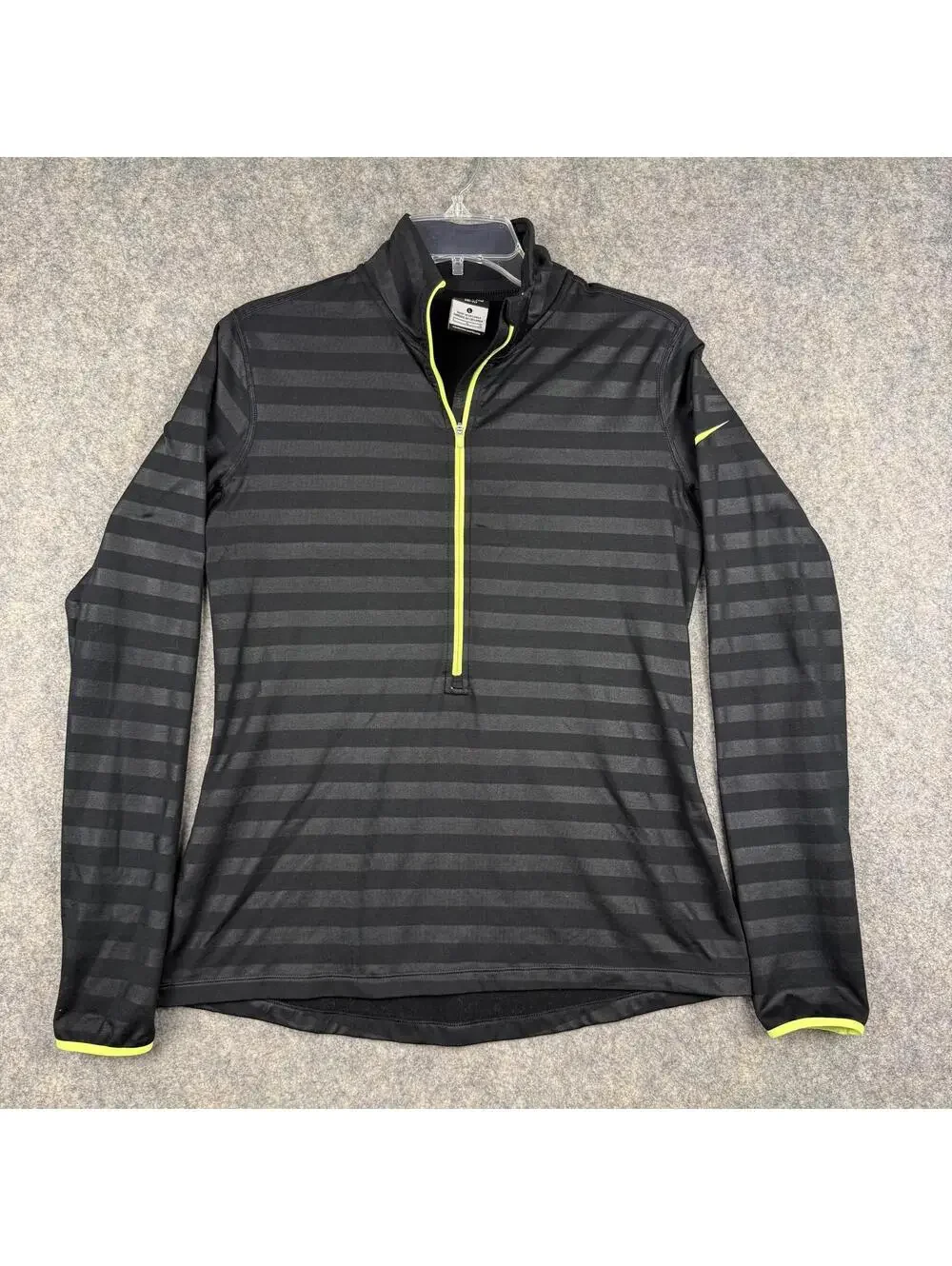 Nike Pro Dri-Fit 1/2 Zip Lightweight Running Pullover Black Yellow Large 855